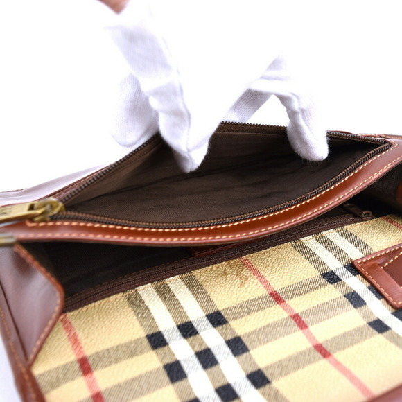 Burberry Clutch Bag Nova Check Leather Beige Brown with Loop - Picture 16 of 16